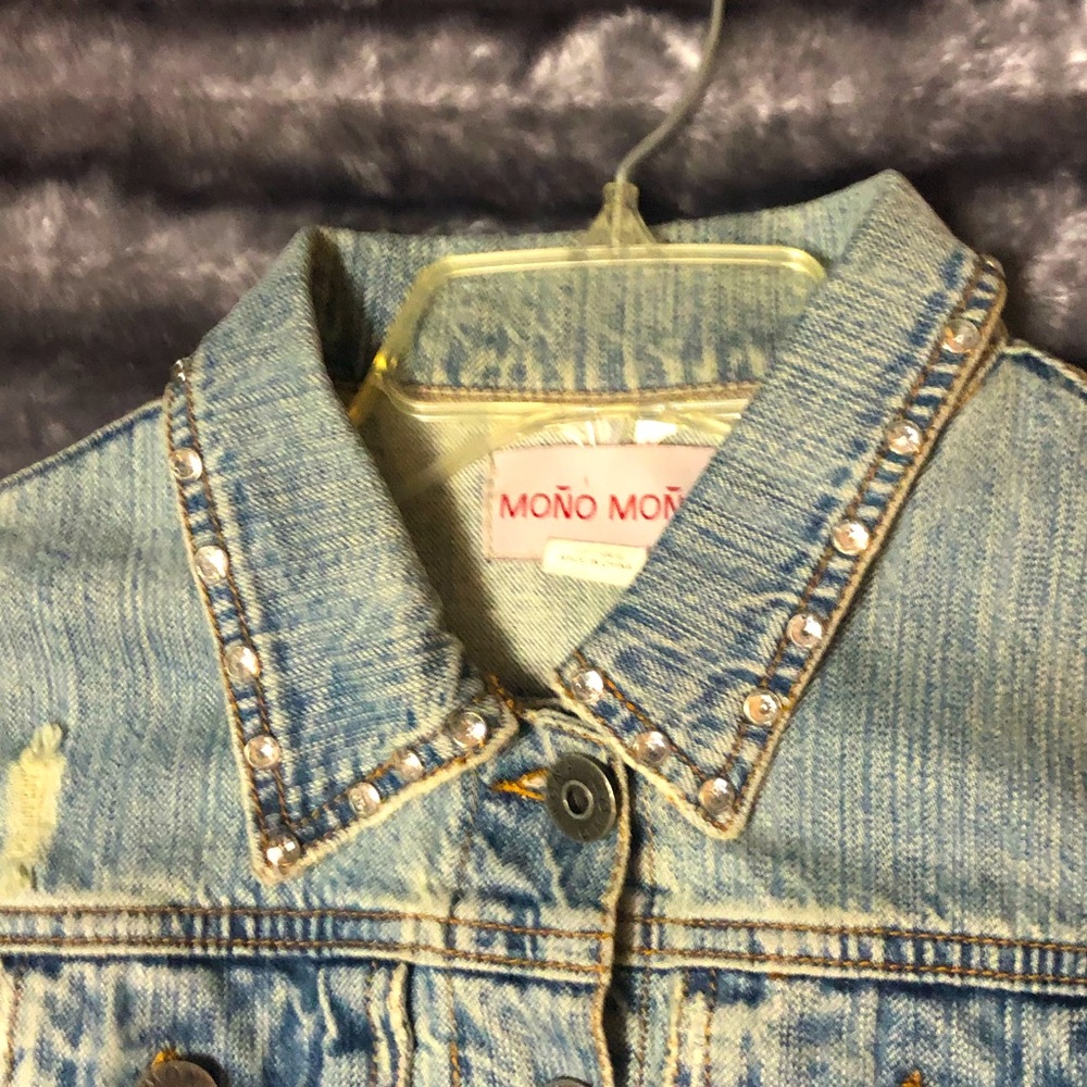 Cropped Rhinestone Jean Jacket - Picture 4 of 5